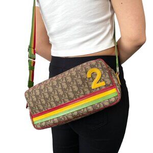 Christian Dior Vintage 2004 Rasta Trotter Monogram Shoulder Bag Brown [106019]